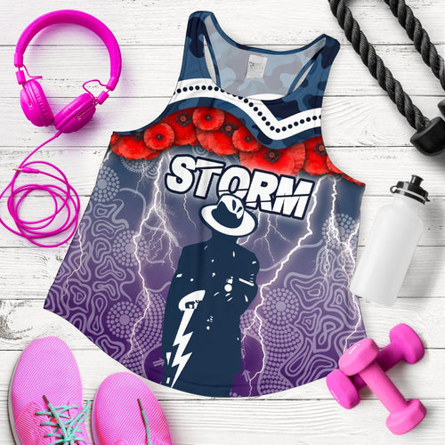 Storm Women's Racerback Tank Anzac Day Aboriginal - Vibe Hoodie