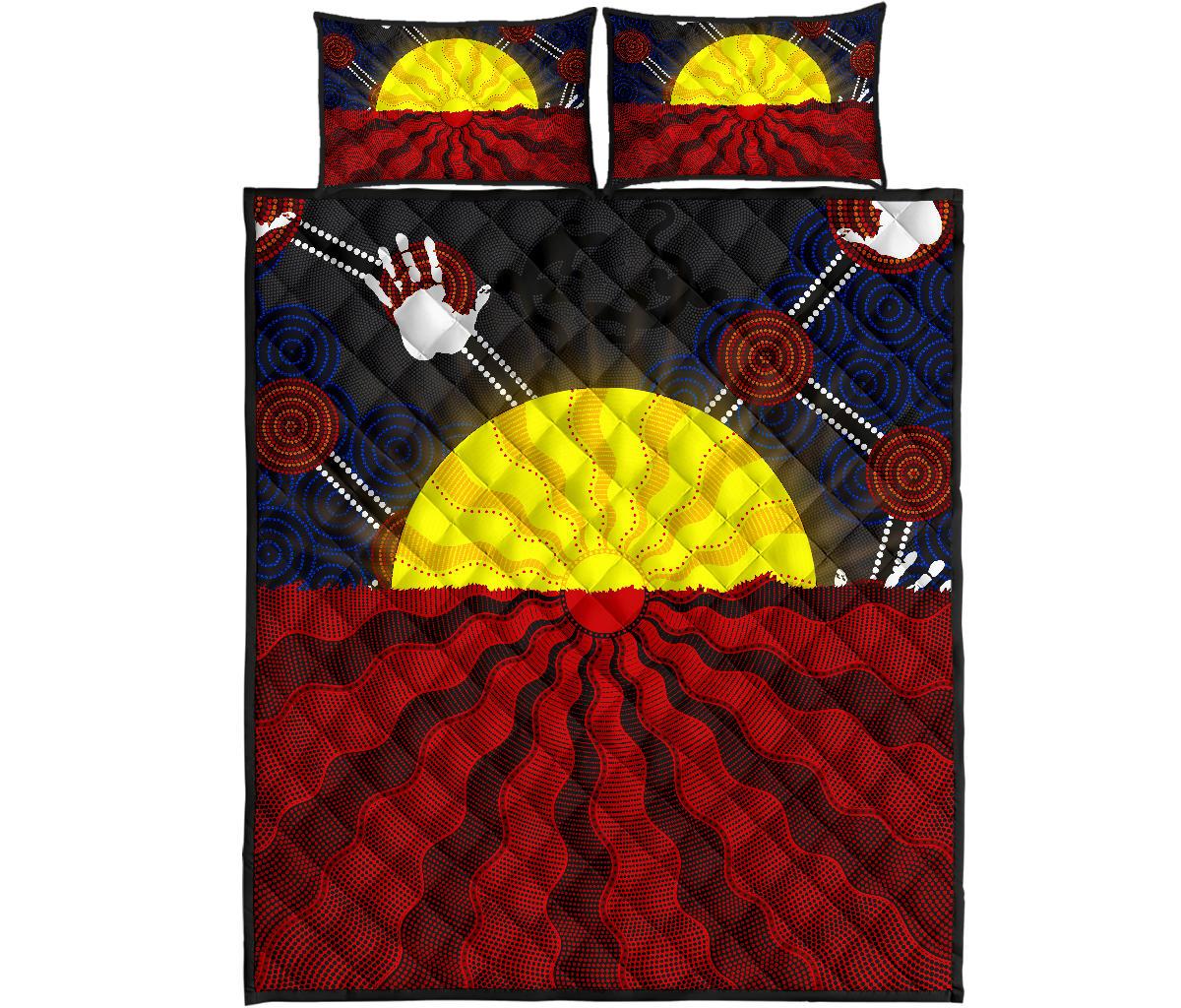 aboriginal-quilt-bed-set-aboriginal-lives-matter-flag-sun-dot-painting