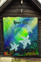 custom-text-aboriginal-premium-quilt-indigenous-turtle-ocean-dot-painting-art
