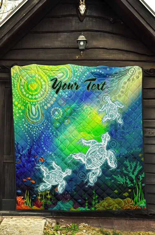 custom-text-aboriginal-premium-quilt-indigenous-turtle-ocean-dot-painting-art