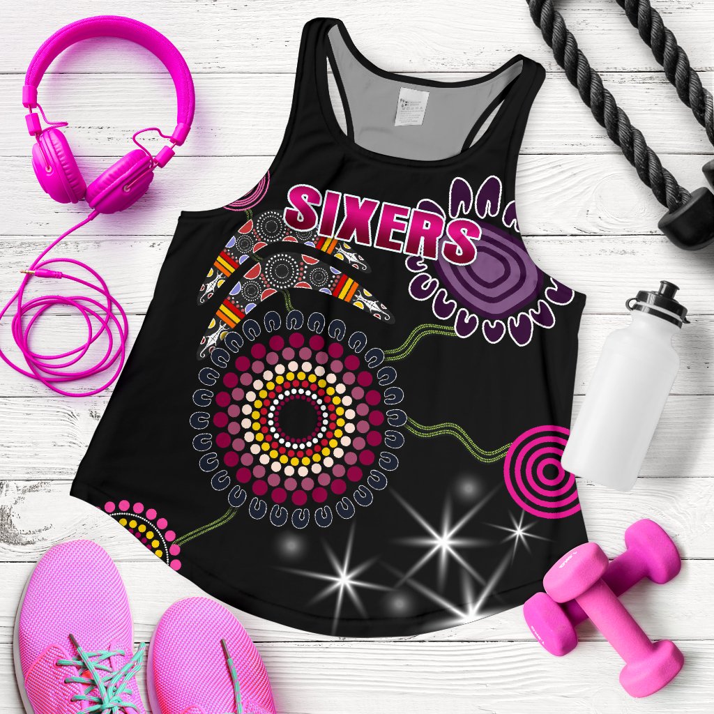 Sydney Women's Racerback Tank Sixers Indigenous - Black - Vibe Hoodie