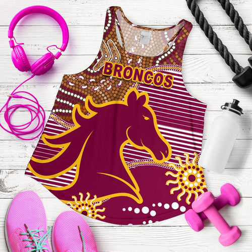 Broncos Super Women Racerback Tank Indigenous Brisbane - Vibe Hoodie