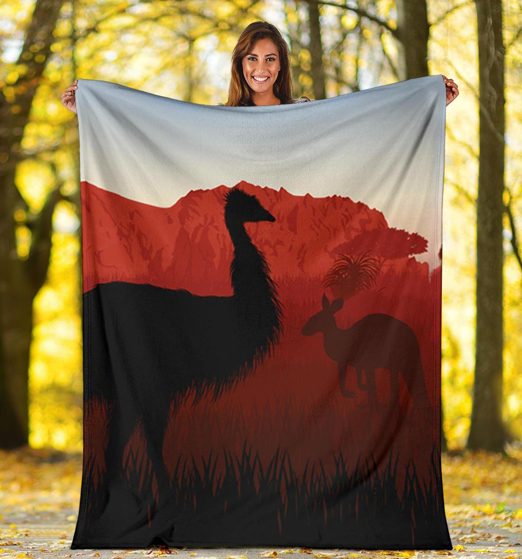 premium-blanket-australian-nature-with-emu-and-kangaroo