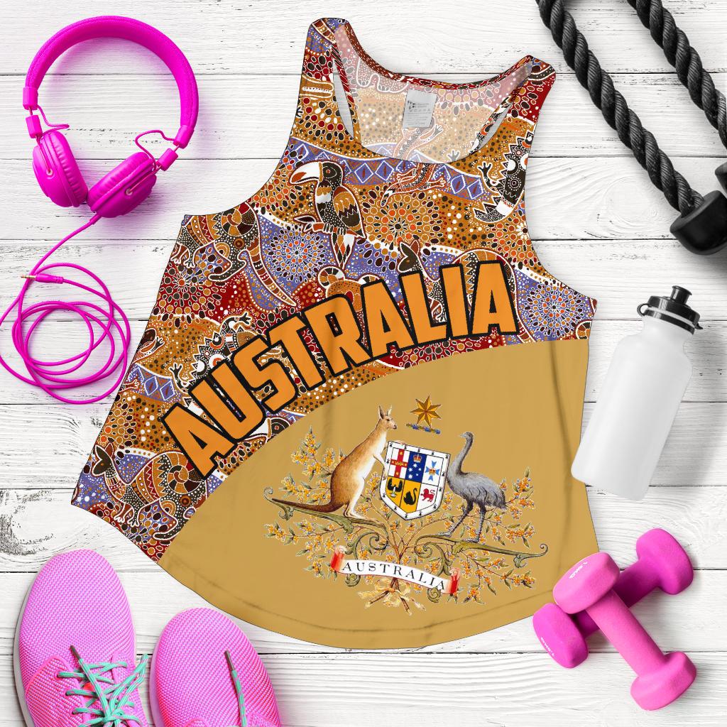 Racerback Tank - Aboriginal Patterns Top Tank Australian Coat Of Arms - Women - Vibe Hoodie