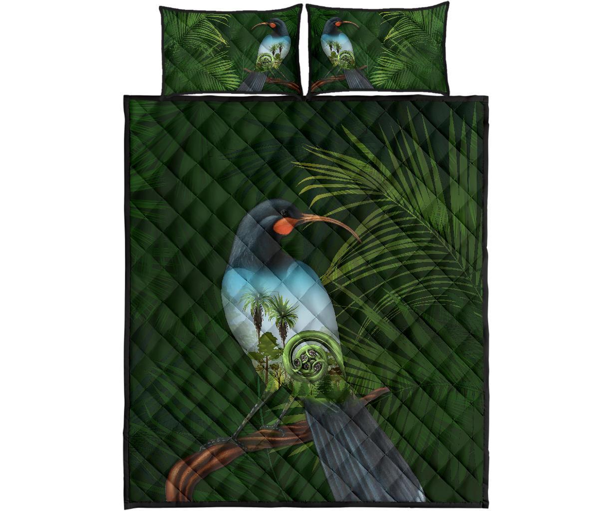 huia-bird-new-zealand-quilt-bed-set