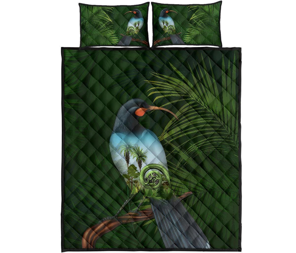 huia-bird-new-zealand-quilt-bed-set