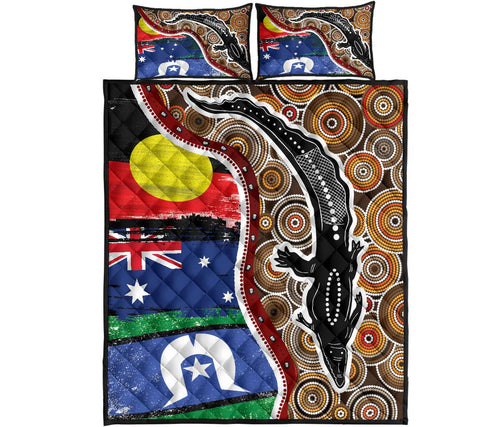 1saustralia-quilt-bed-set-australian-aboriginal-crocodile-with-naidoc-flags