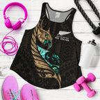 New Zealand Racerback Tank Manaia Paua Fern Wing - Gold - Vibe Hoodie