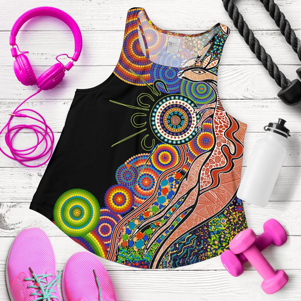 Australia Women's Racerback Tank Aboriginal Style NO.1 - Vibe Hoodie