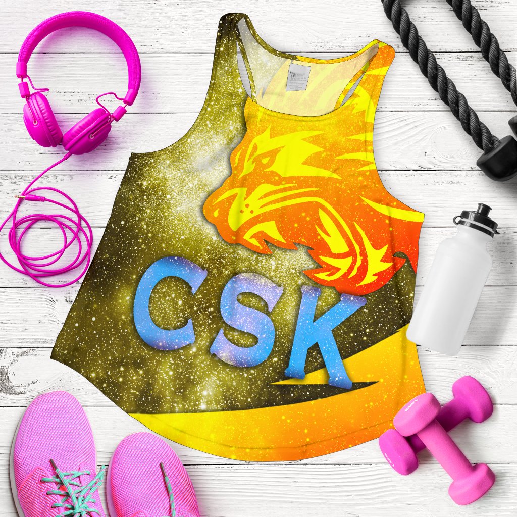 CSK Women Racerback Tank Cricket Universe Energy Vibes - Vibe Hoodie