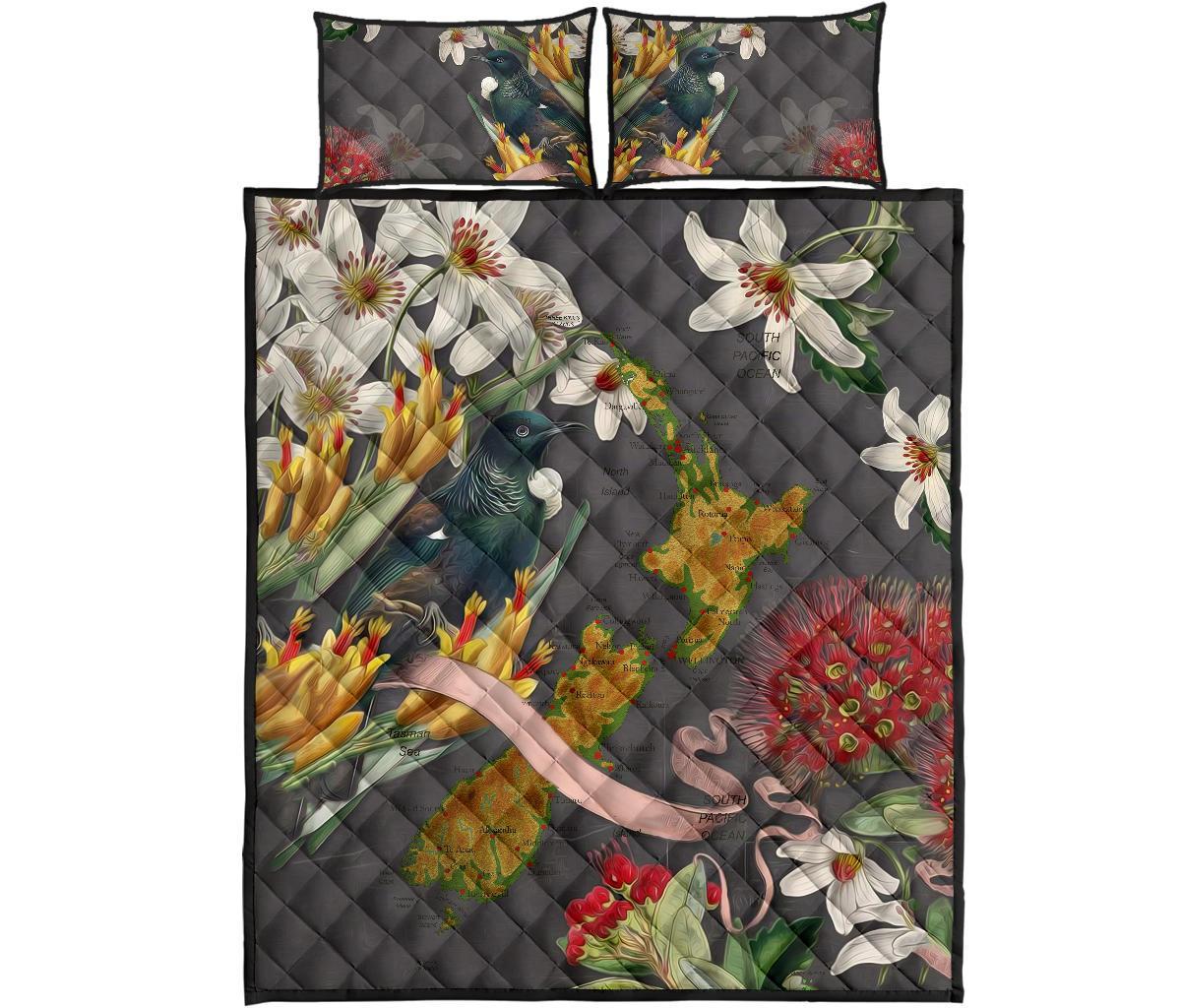tui-bird-new-zealand-map-quilt-bed-set