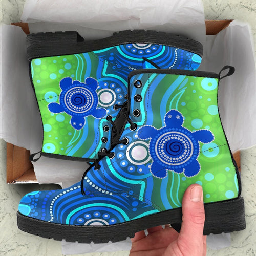 1staustrali-aboriginal-leather-boots-aboriginal-turtle-family