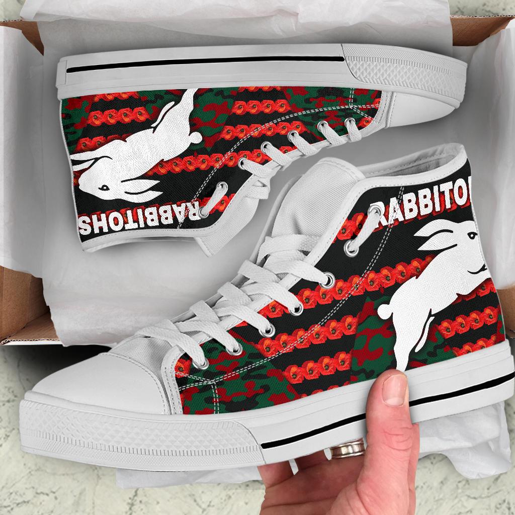 south-sydney-rabbitohs-high-top-shoe-anzac-day-poppy-flower-vibes