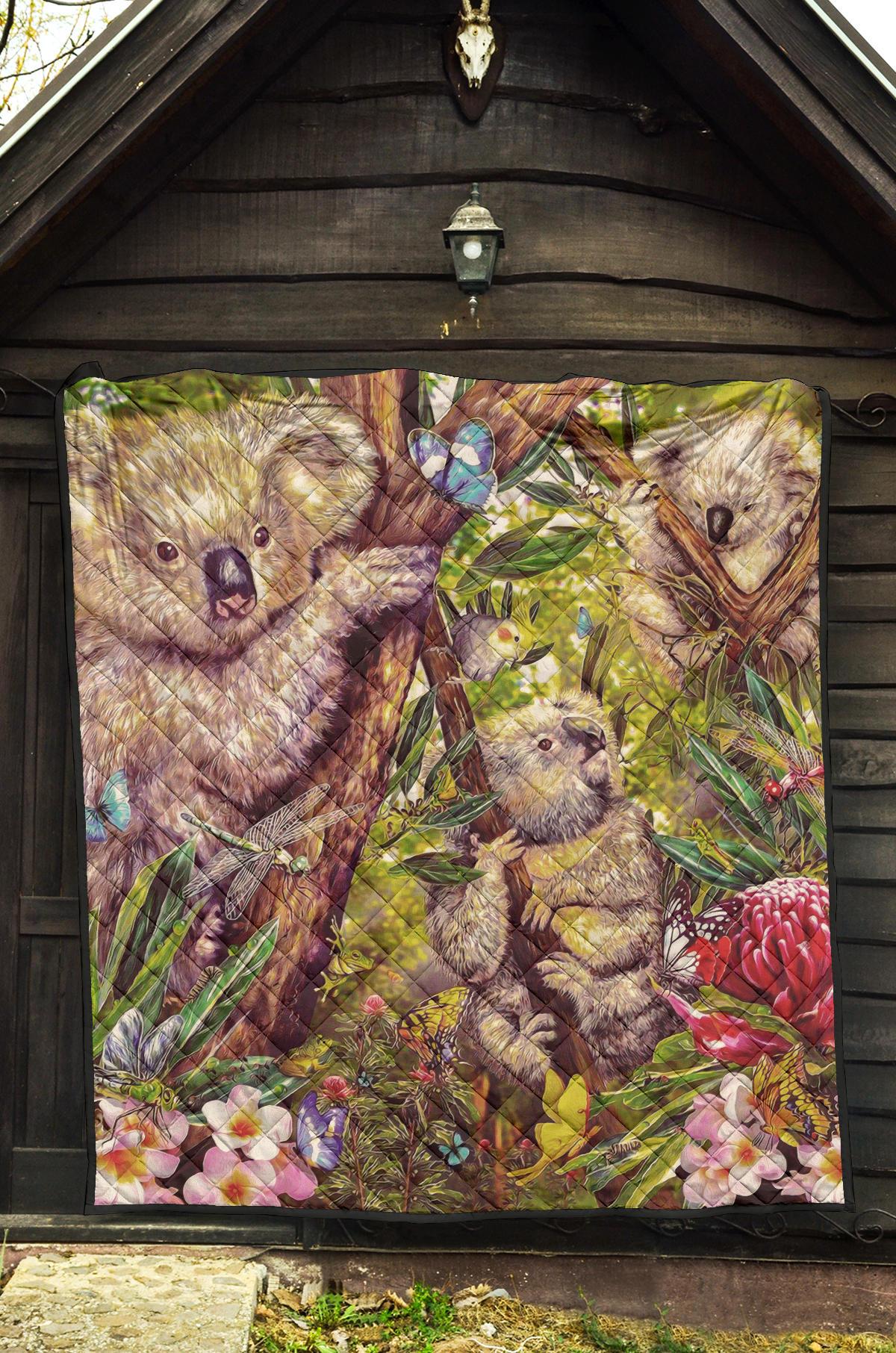 premium-quilt-3d-koala-with-waratah-flower-quilt