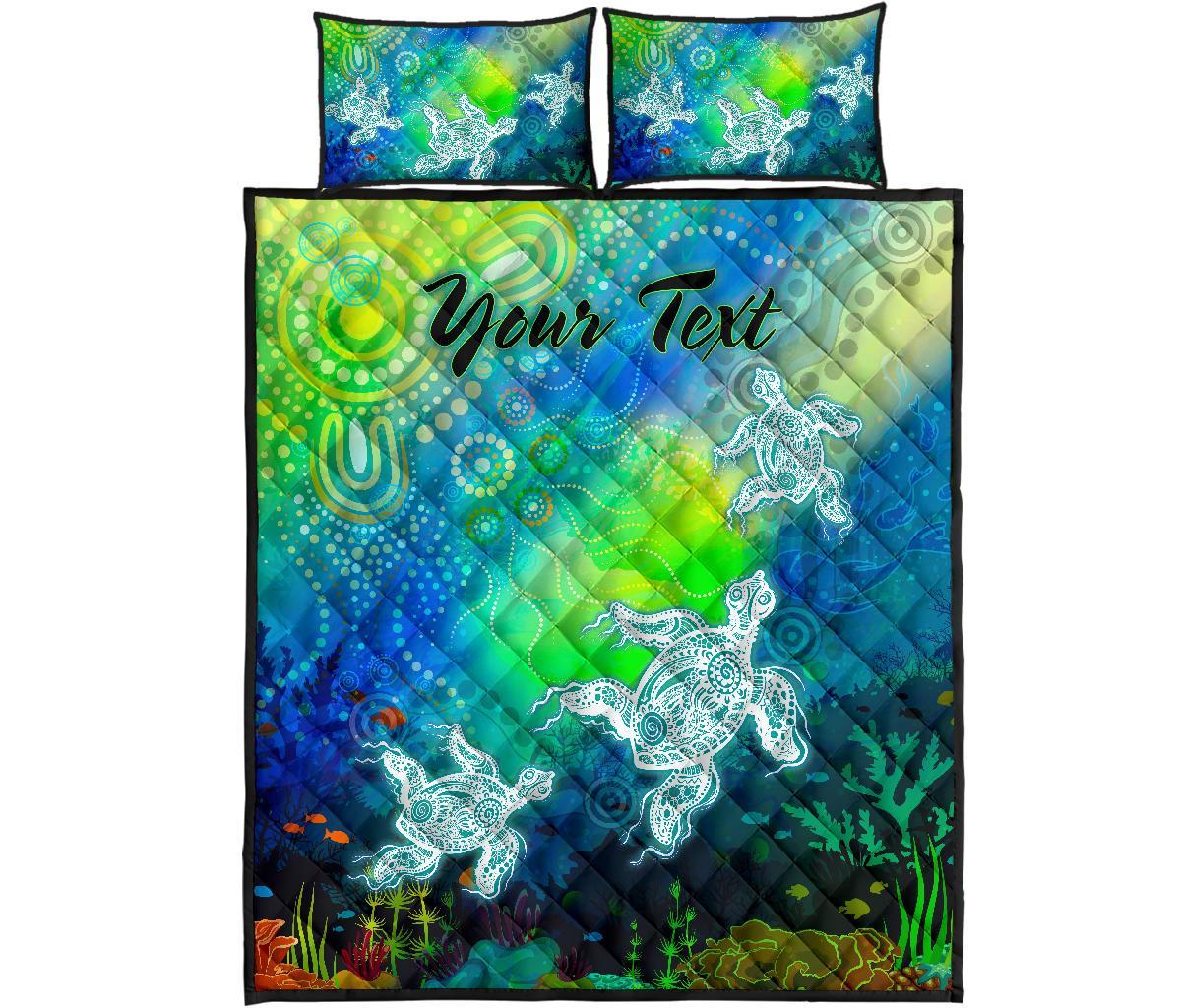 custom-text-aboriginal-quilt-bed-set-indigenous-turtle-ocean-dot-painting-art