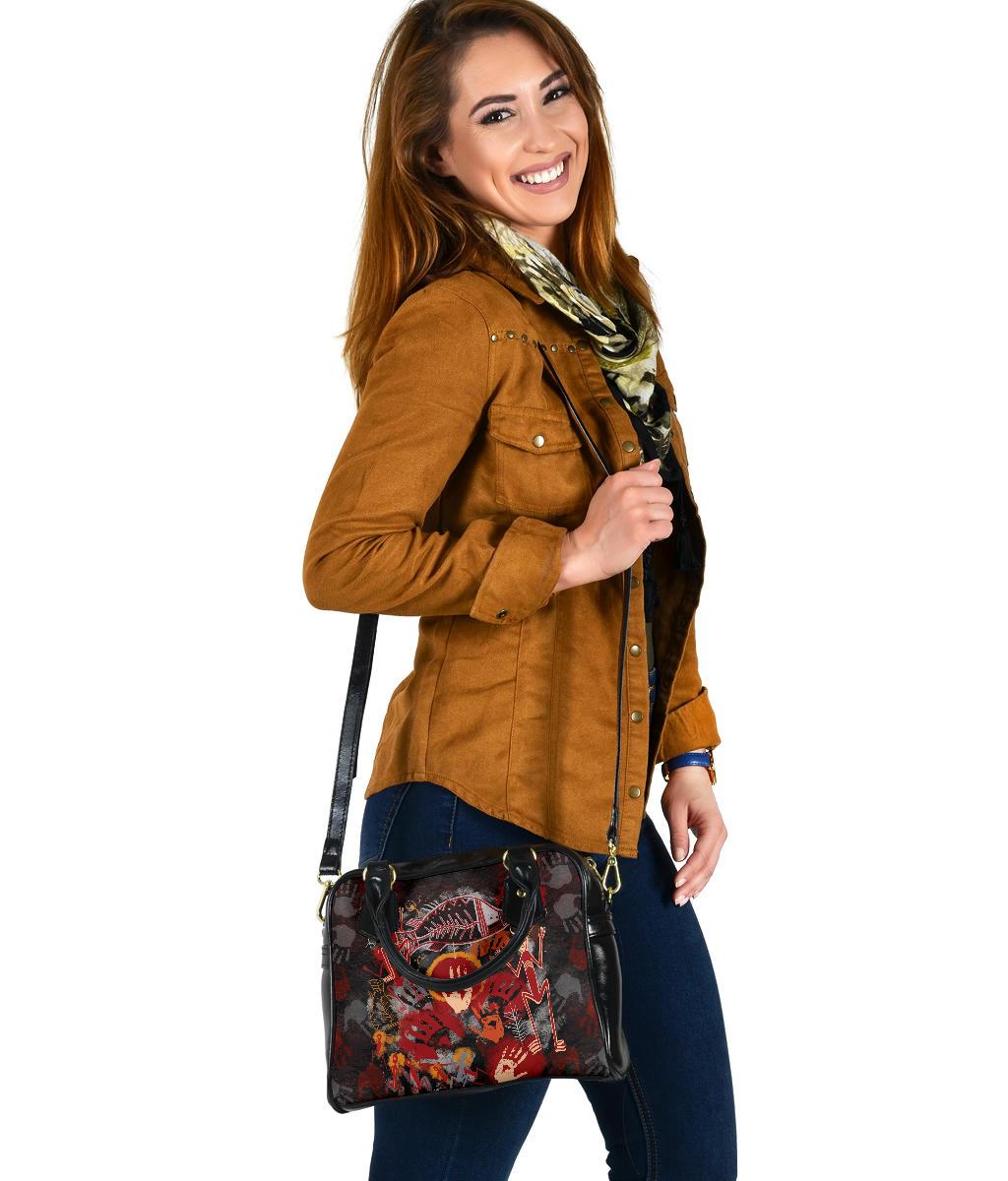 Aboriginal Shoulder Handbag - Indigenous Fish Hand Art - Vibe Hoodie