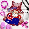 Christmas Womens Racerback Tank - Australia Santa Claus Hold The Flag ( Red) - Vibe Hoodie