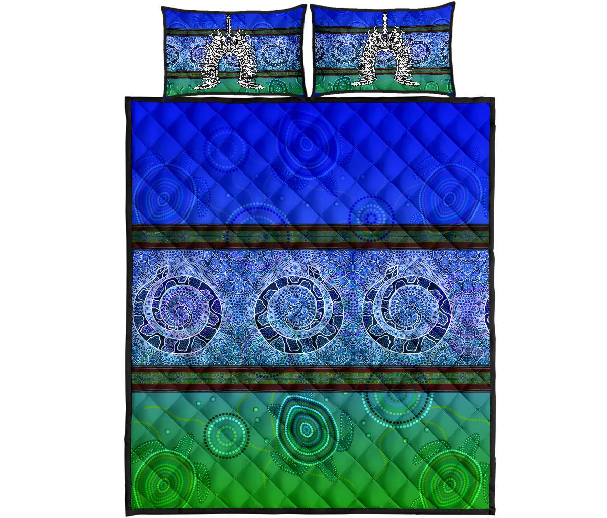 quilt-bed-set-turtle-with-dhari-mask-snake-patterns