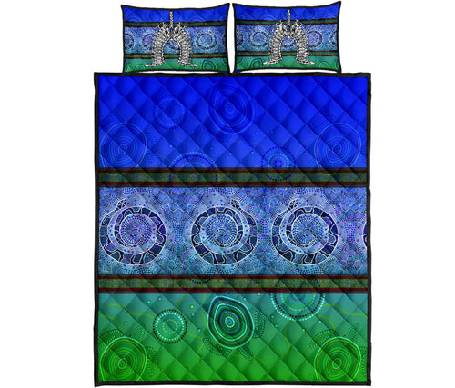 quilt-bed-set-turtle-with-dhari-mask-snake-patterns