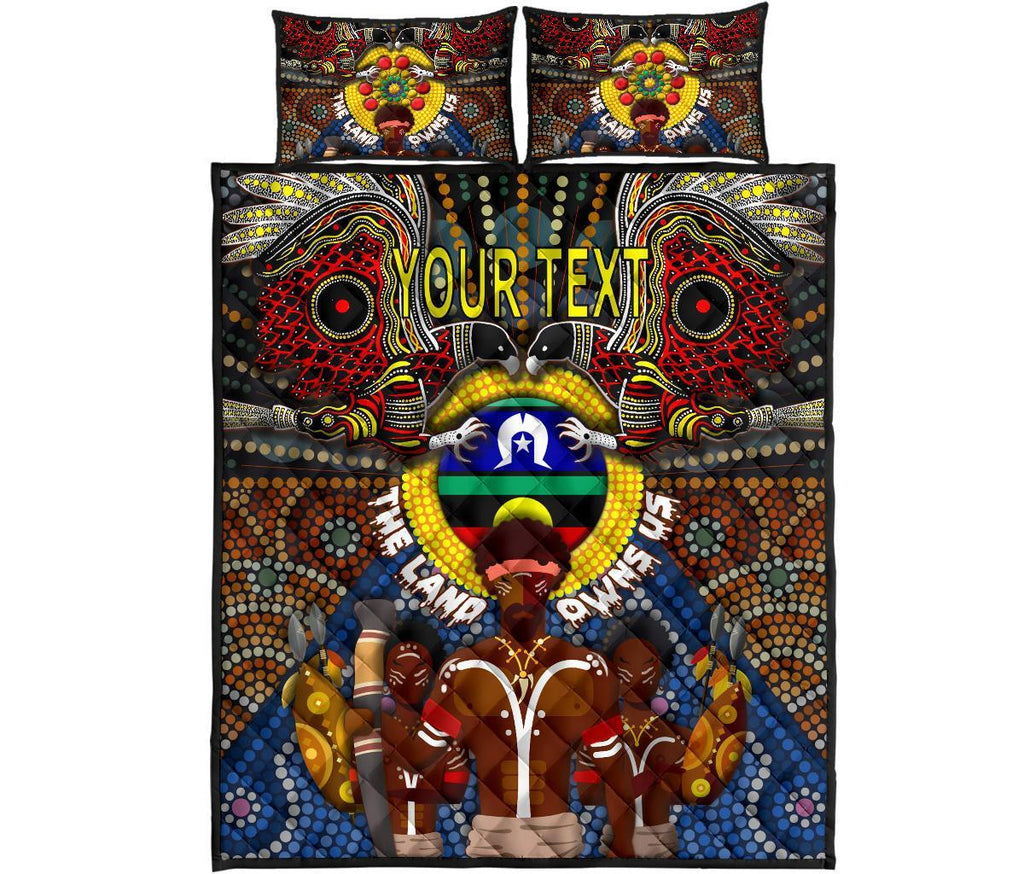custom-text-the-land-owns-us-quilt-bed-set