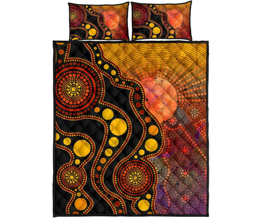 aboriginal-quilt-bed-set-australia-indigenous-flag-circle-dot-painting-art-golden