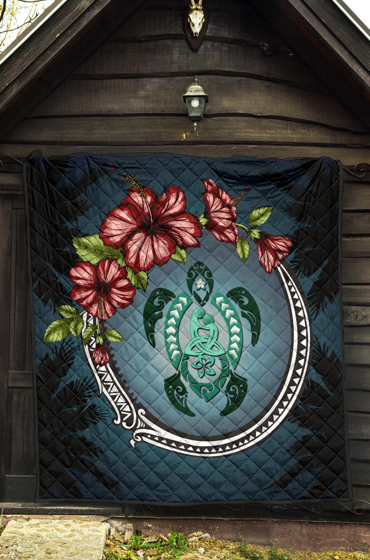 new-zealand-premium-quilt-polynesian-ohana-turtle-hibiscus-mother-son