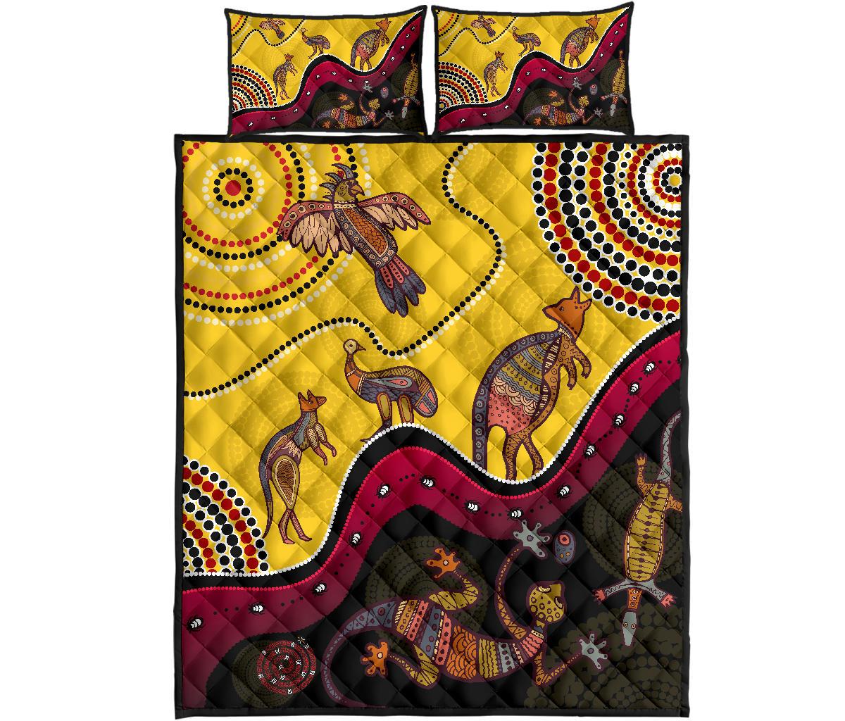 aboriginal-quilt-bed-set-indigenous-animals-life-art
