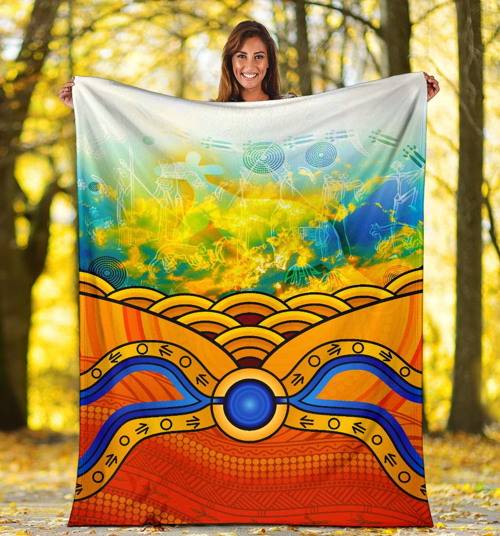 aboriginal-premium-blanket-australia-kangaroo-sky