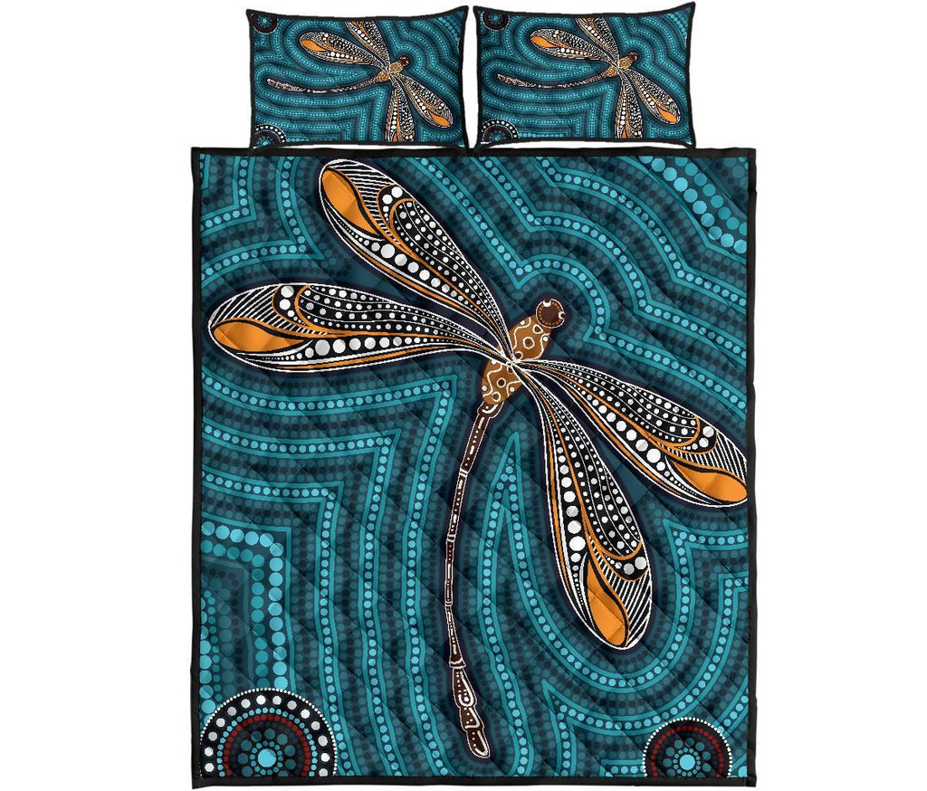 aboriginal-quilt-bed-set-indigenous-dragonfly