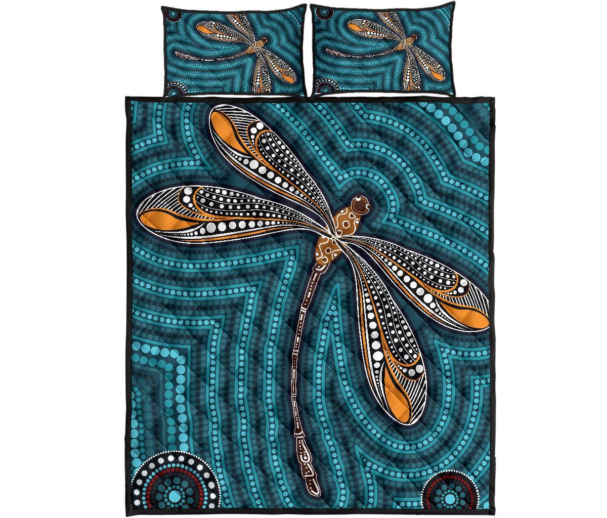 aboriginal-quilt-bed-set-indigenous-dragonfly