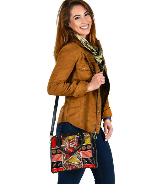 Aboriginal Shoulder Handbag, Kangaroo Dot Painting Patterns - Vibe Hoodie