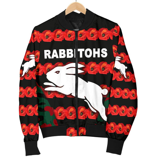 south-sydney-rabbitohs-womens-bomber-jacket-anzac-day-poppy-flower-vibes