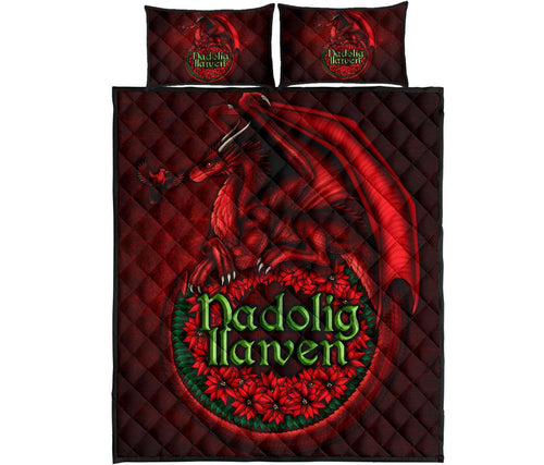 wales-quilt-bed-set-christmas-dragon