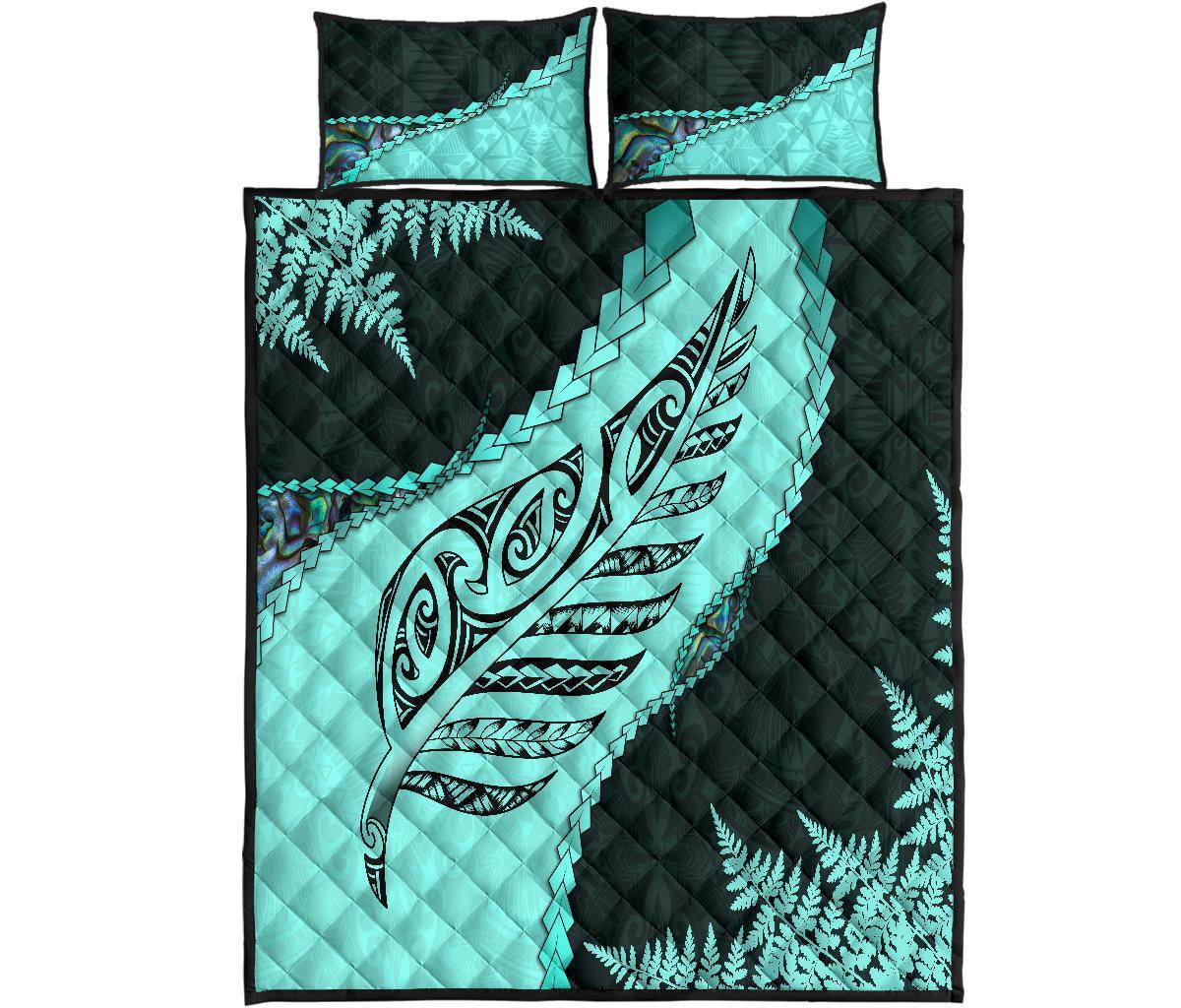 paua-shell-maori-silver-fern-quilt-bed-set-turquoise
