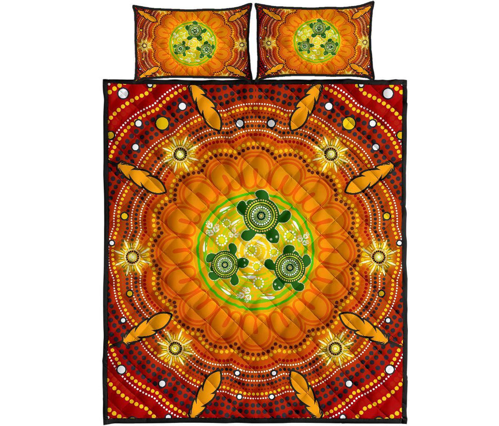 aboriginal-quilt-bed-set-turtle-circle-dot-painting-art