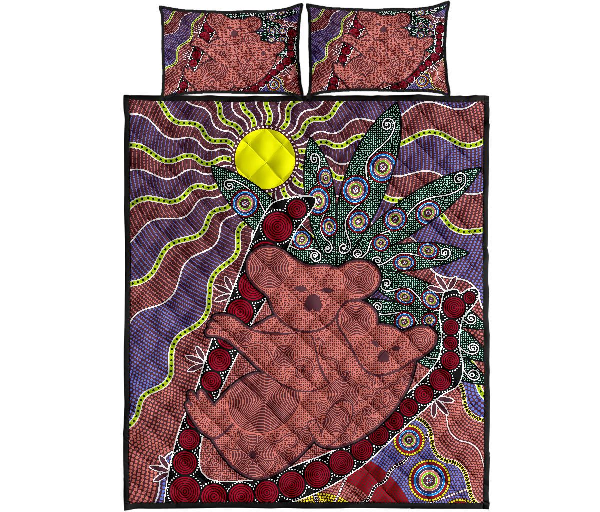 aboriginal-quilt-cover-set-koala-patterns-dot-painting