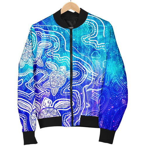 aboriginal-womens-bomber-jacket-sea-turtle-with-indigenous-patterns-blue