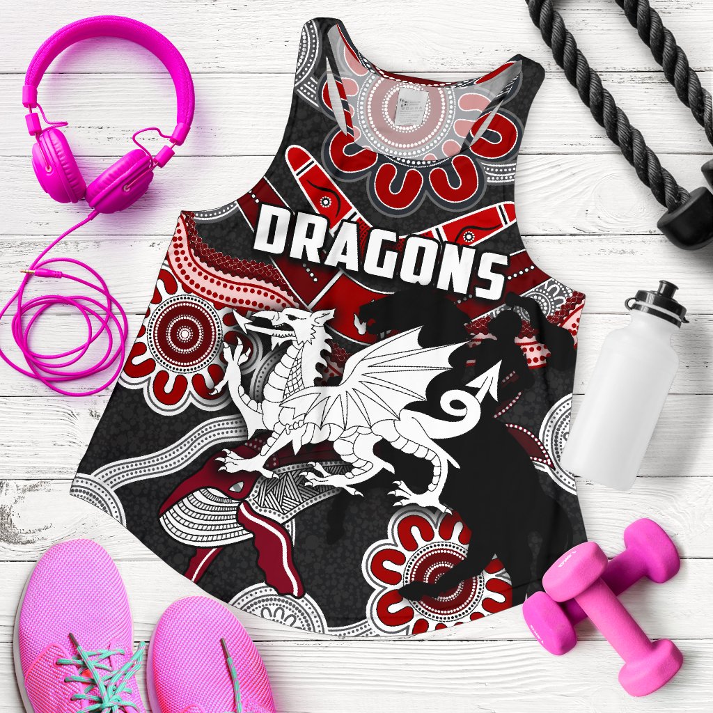 Dragons Women Racerback Tank St. George Indigenous Black - Vibe Hoodie