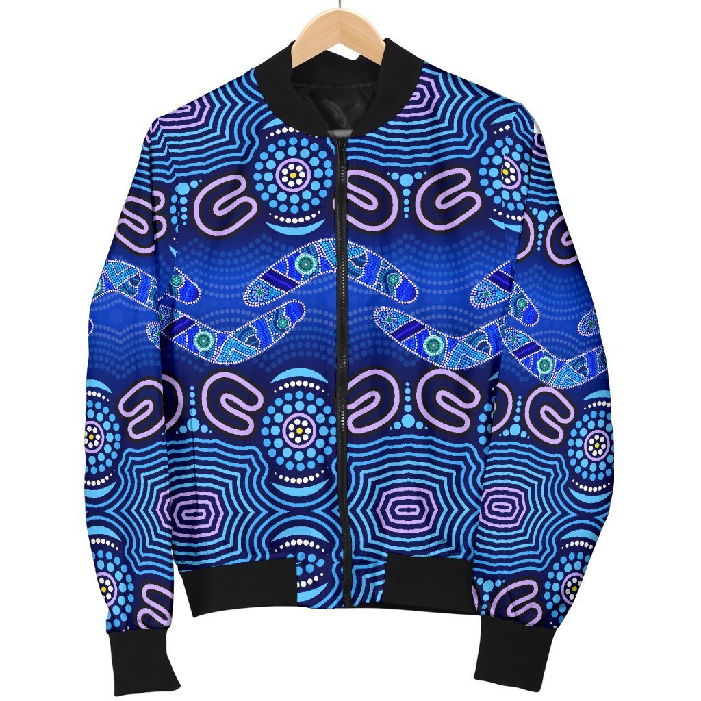 aboriginal-womens-bomber-jacket-boomerangs-and-dot-painting-art-ver02