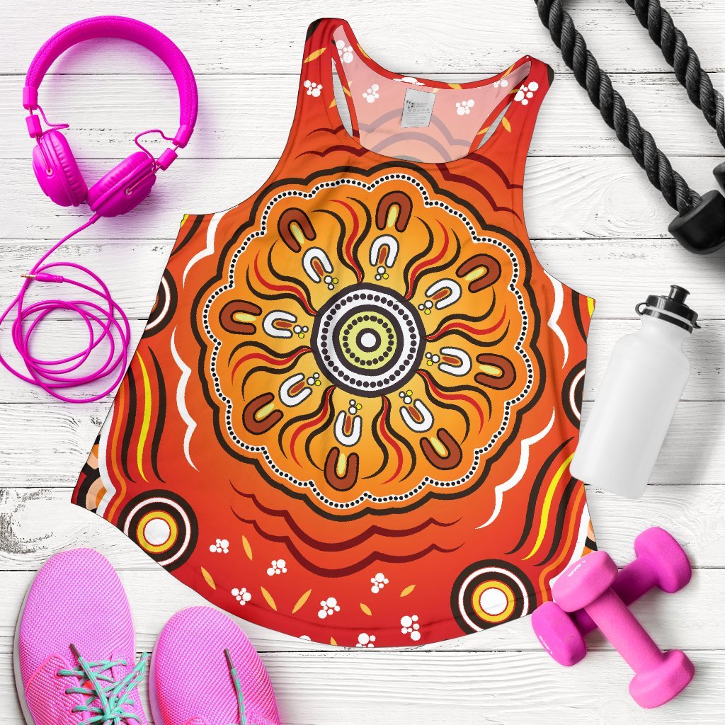 Aboriginal Women's Racerback Tank - Indigenous Art Patterns Ver01 - Vibe Hoodie