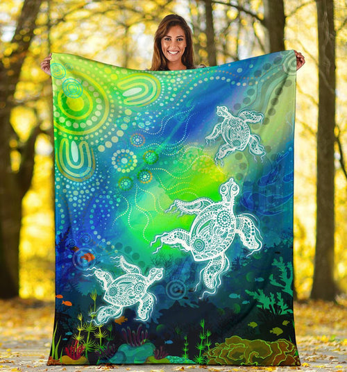 aboriginal-premium-blanket-indigenous-turtle-ocean-dot-painting-art