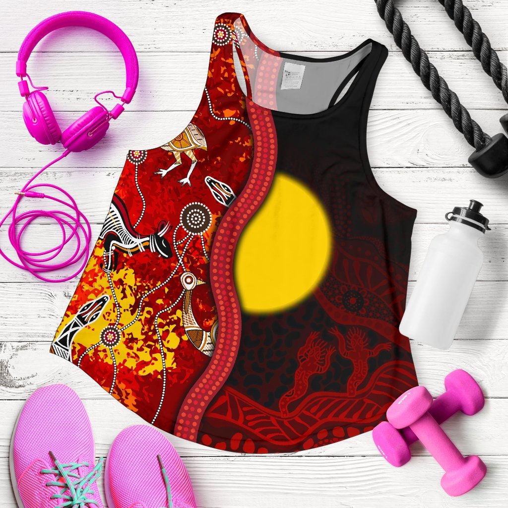 Aboriginal Women's Racerback Tank - Red Indigenous Flag - Vibe Hoodie