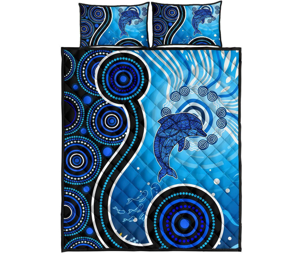 aussie-aboriginal-quilt-bed-set-dolphin-and-aboriginal-dot-patterns