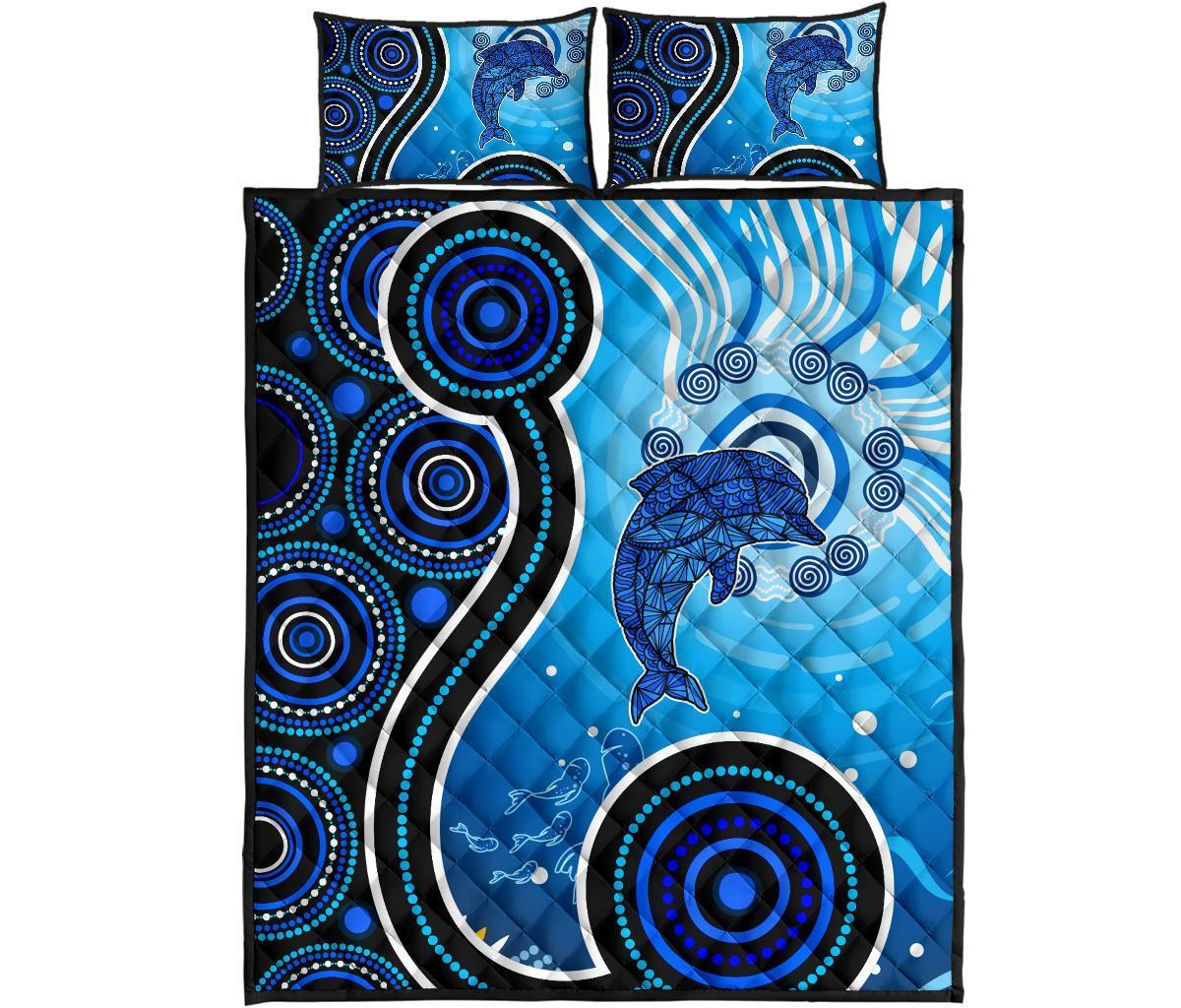 aussie-aboriginal-quilt-bed-set-dolphin-and-aboriginal-dot-patterns