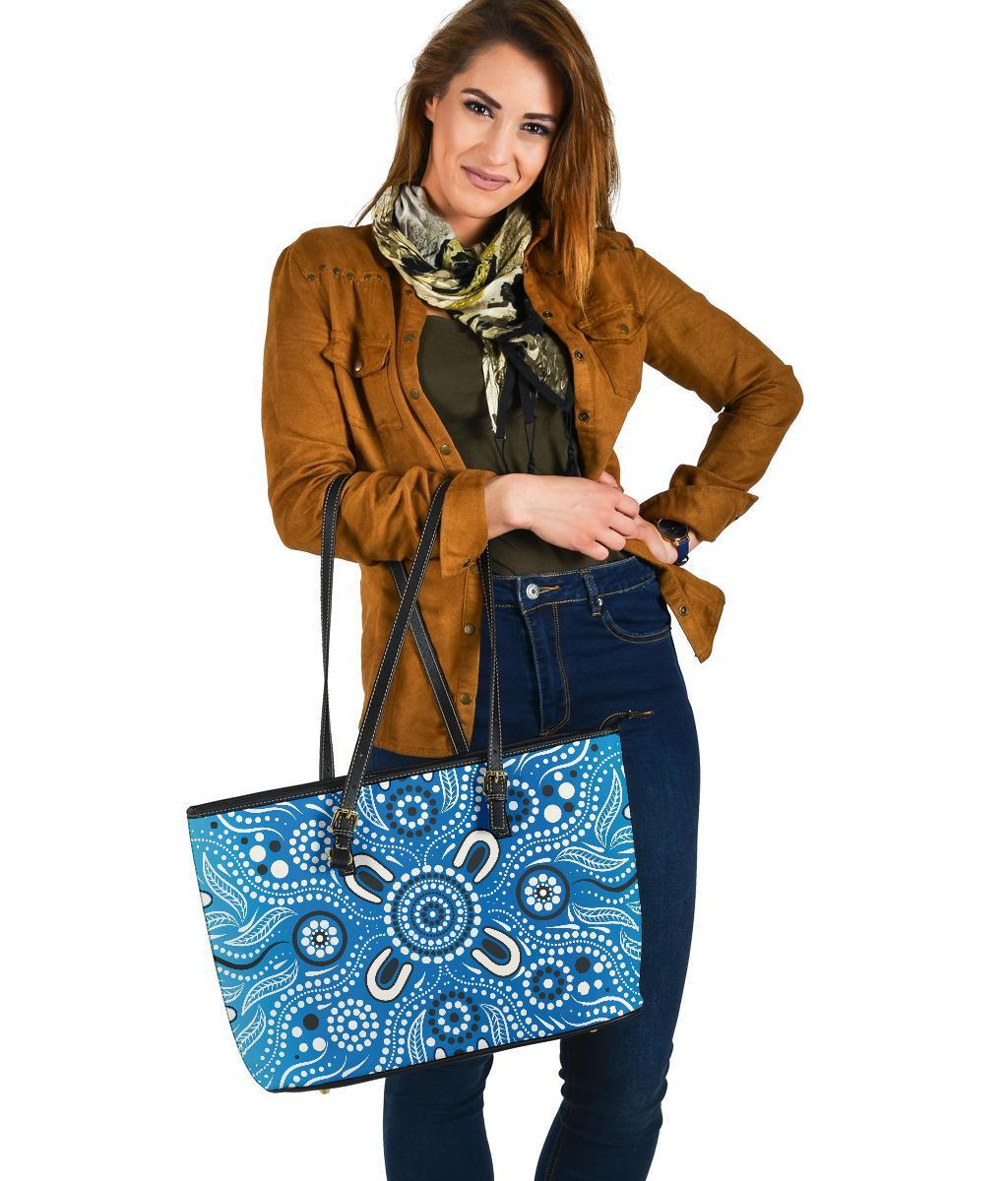 leather-tote-bag-indigenous-circle-dot-painting-blue-color