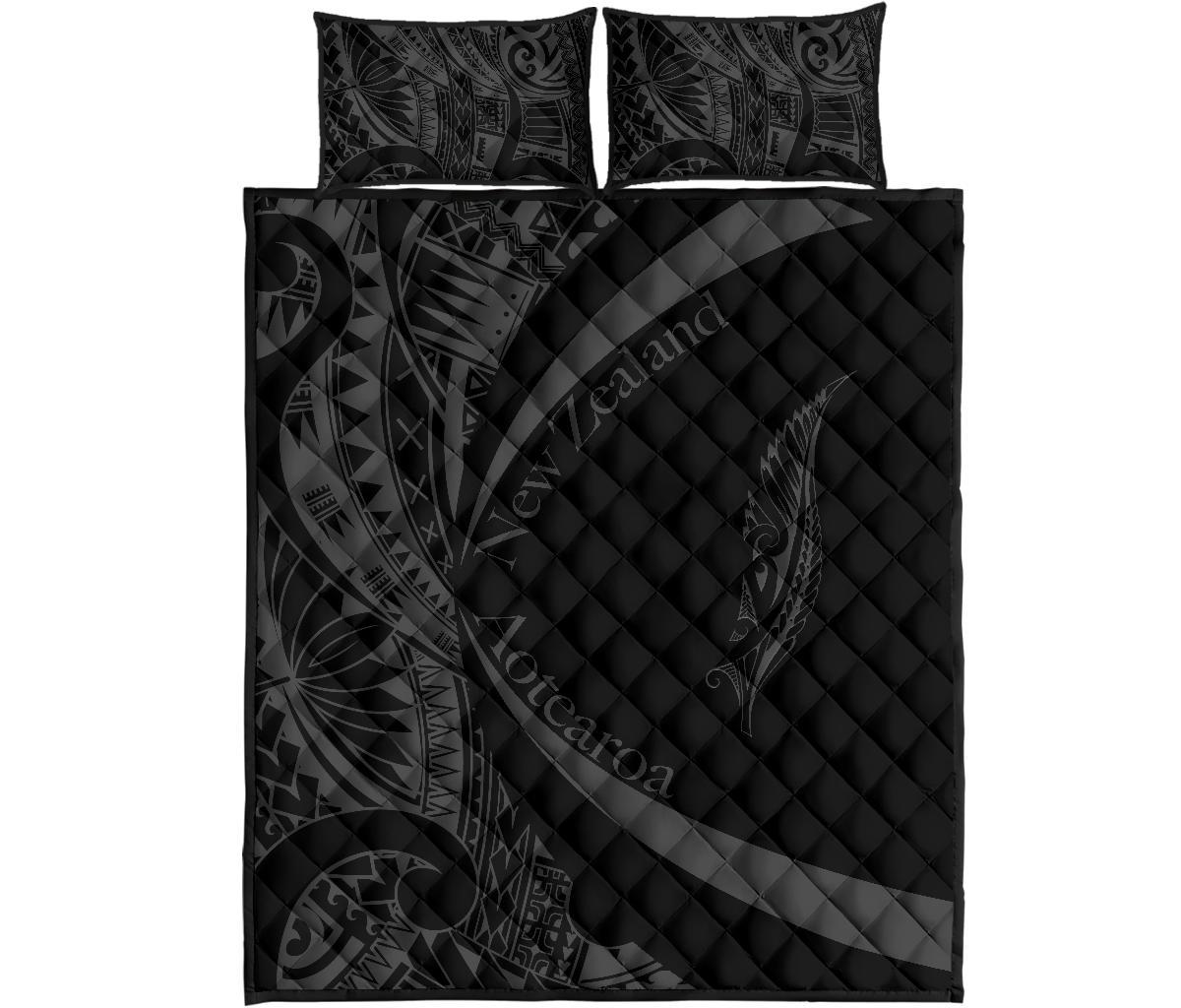 new-zealand-silver-fern-quilt-bed-set-maori-tattoo-circle-style