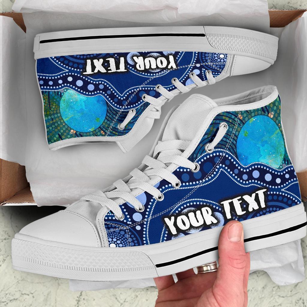 custom-textaboriginal-high-top-shoes-australia-indigenous-flag-circle-dot-painting-art-blue