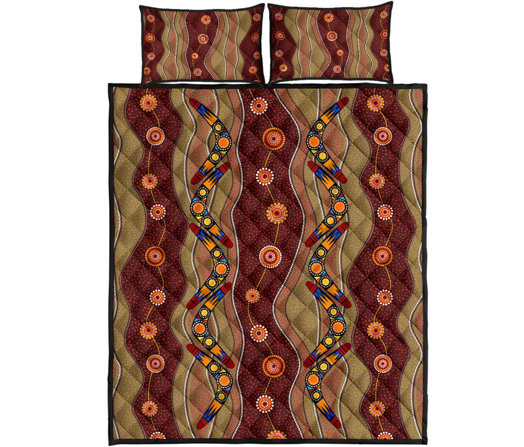 aboriginal-quilt-cover-set-boomerang-patterns-dot-painting