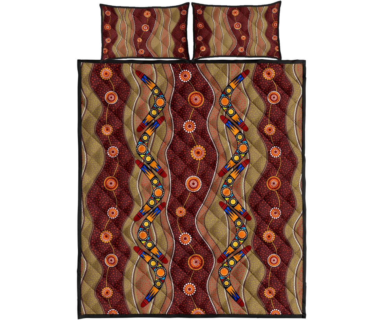 aboriginal-quilt-cover-set-boomerang-patterns-dot-painting
