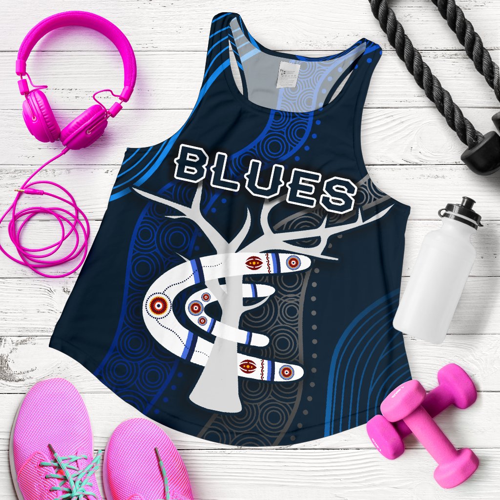 Carlton Women Racerback Tank Blues Free Style Indigenous - Vibe Hoodie